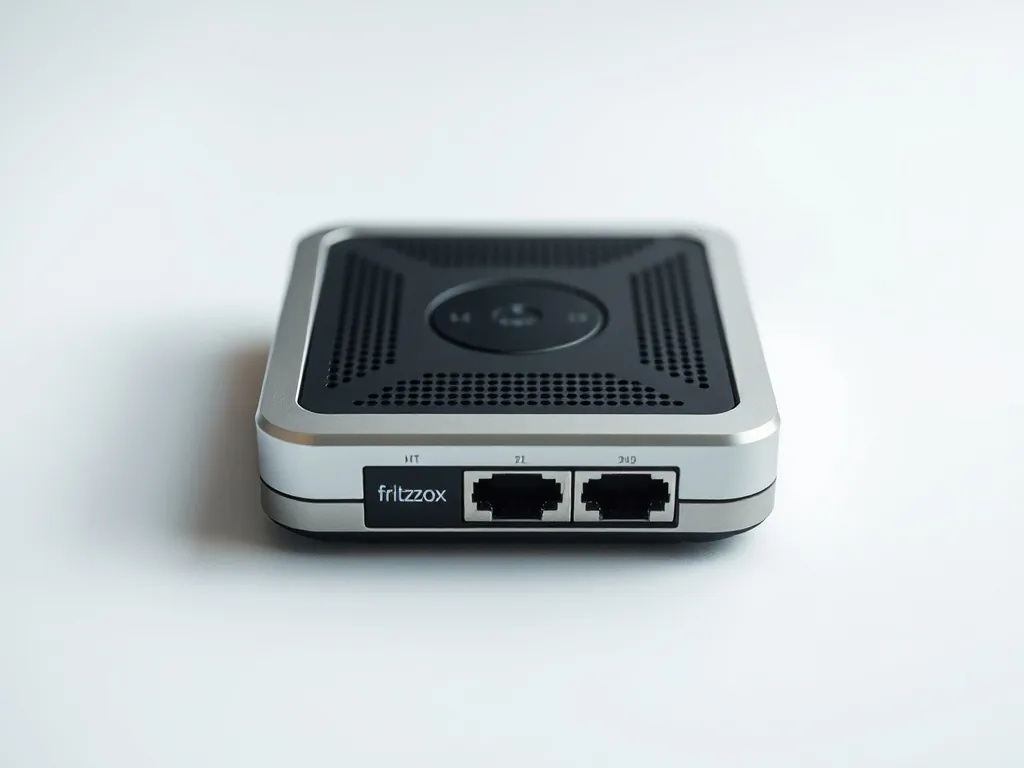 Offener Router auf einem Schreibtisch mit angeschlossenen Kabeln